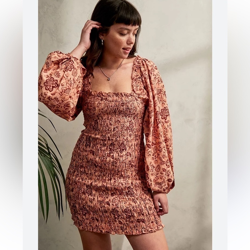 Free People Pink Floral Print Smock It To Me Mini Dress Small - Picture 4 of 16